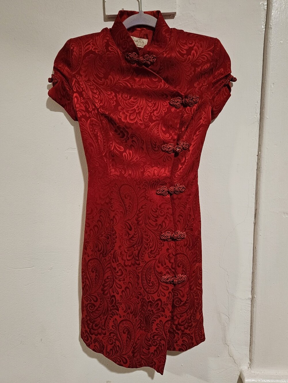 Red Mandarin Collar Cheongsam Dress